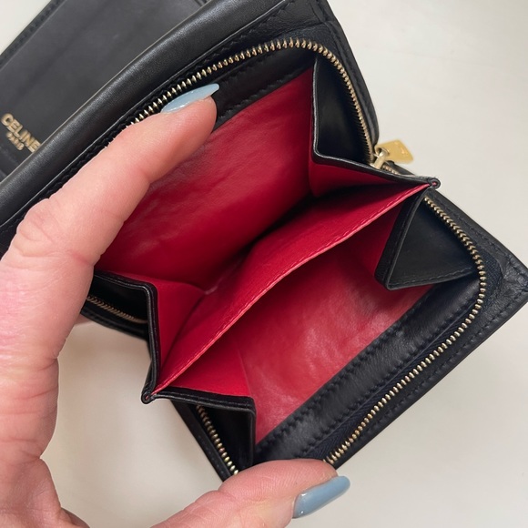 RARE and Like New Celine Black and Red Leather Wallet - Picture 9 of 11